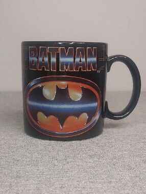 Vintage 1989 Applause Inc Batman Coffee Mug Black Ceramic DC Comics #45049